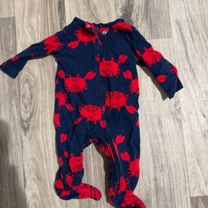 Carter's Navy and Red Crab Print Footie